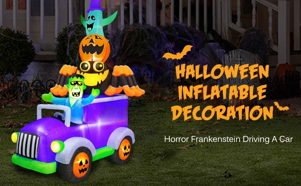 

Flash Light Ghost Inflatable Driving Car Trick Or Treat Halloween Truck Inflatable