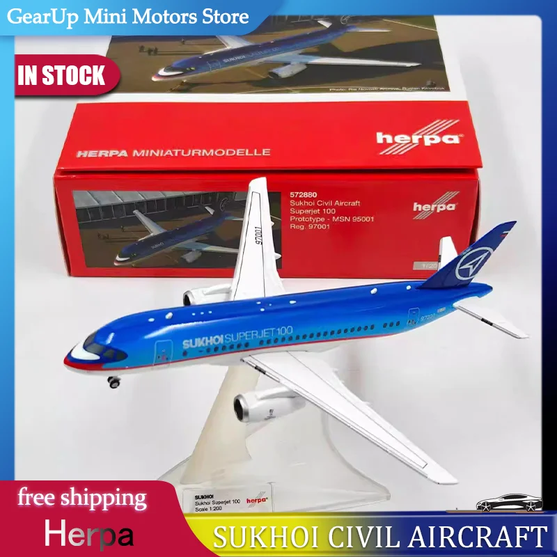 

New In Stock Herpa 1:200 Sukhoi Civil Aircraft Superjet 100 572880 Alloy Transport Aircraft Model Miniaturmodelle Toys Kids Gift