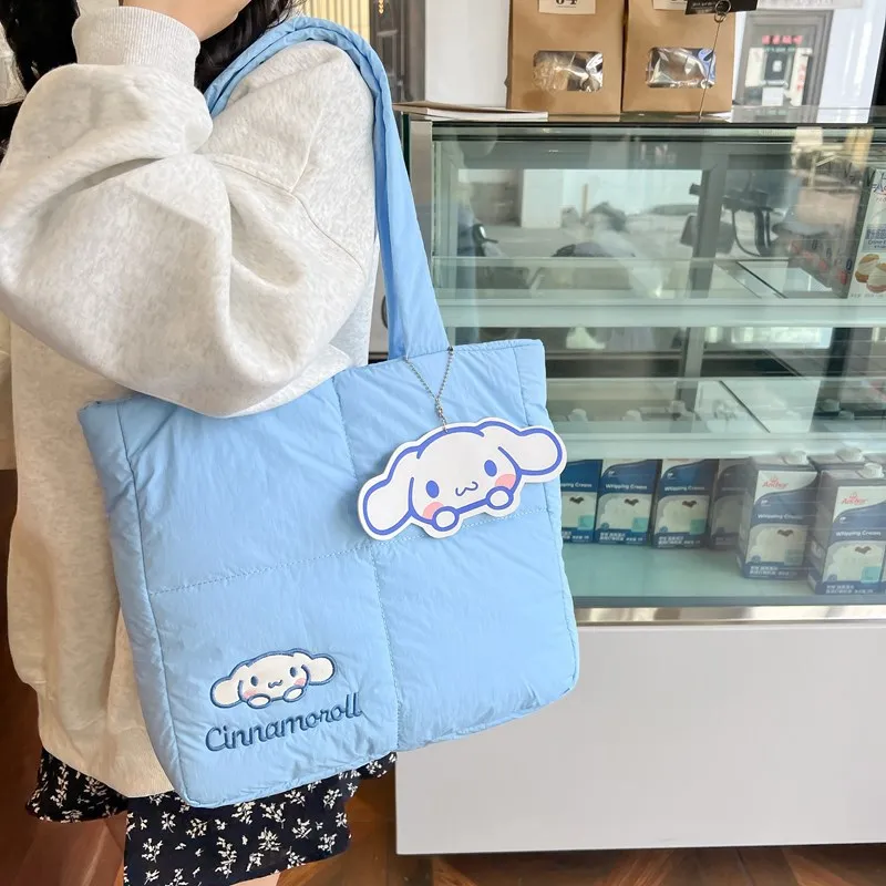 Hello Kitty Handbag Catoon Sanrio Melody Kuromi Cinnamoroll Shoulder Bag Cute Large Capacity Cosmetic Bag Birthday Gifts