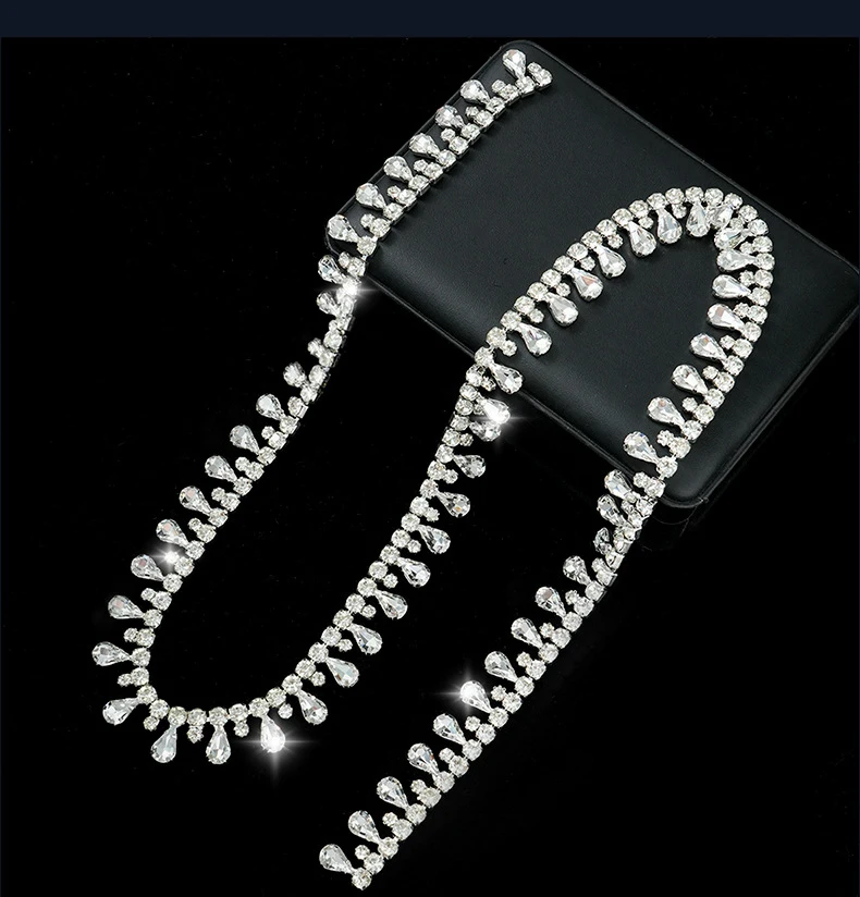 10 Yards Strass-Kette Kristall-Diamant Kleidungszubehör DIY Handwerk Geschenkdekoration Metall-Strass-Band Nähzubehör – Detail 8