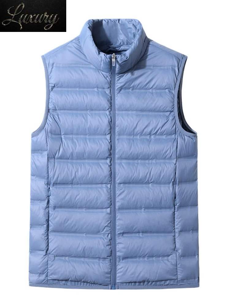 

90% White Duck Down Padded Winter Ultra-Light Vest Men Sleeveless Jacket Slim Puffer Waistcoat Warm Gilet Coats Plus Size 8XL