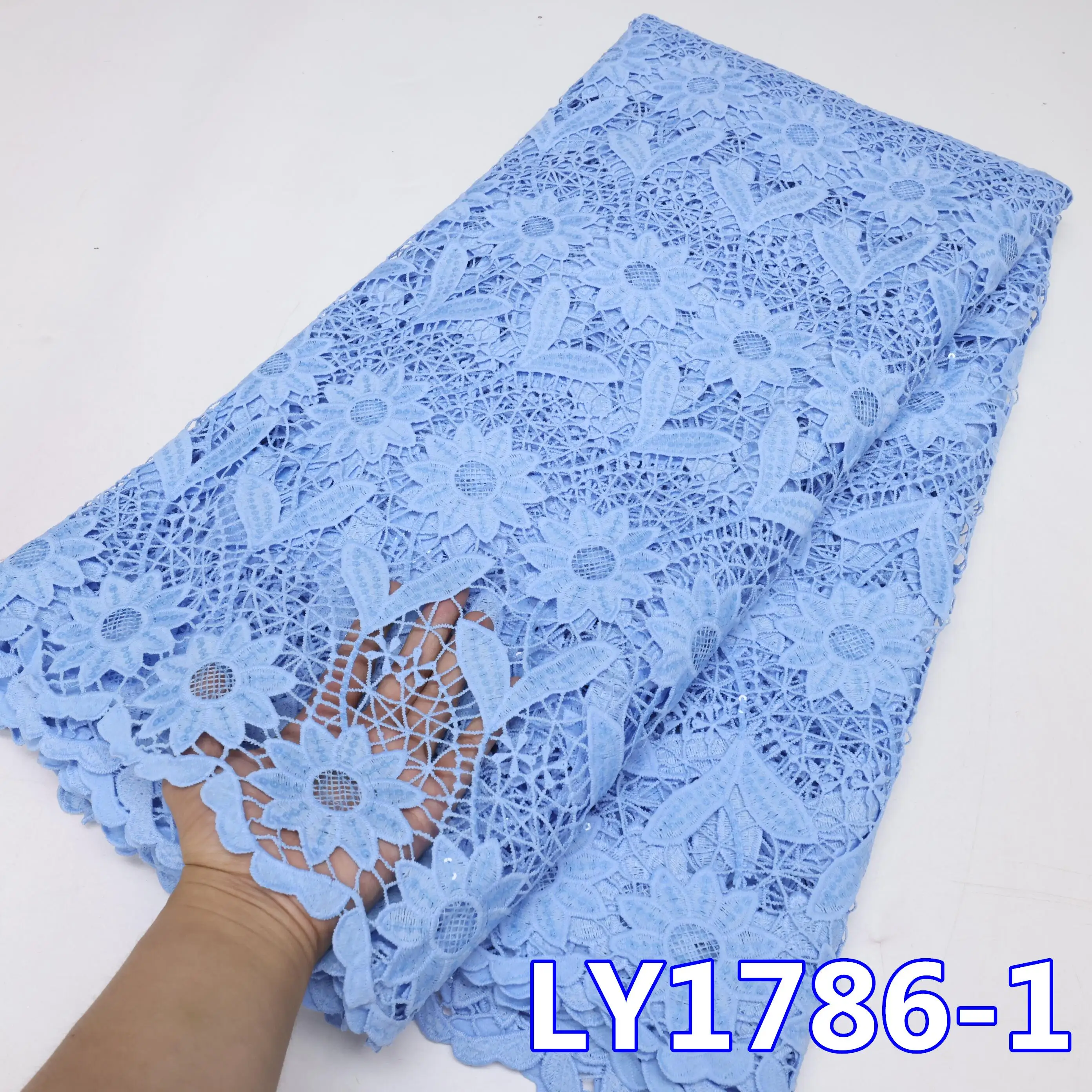 Nigerian Guipure Cord Lace Fabric Milk Silk Lace Fabric African Lace Fabric 2024 High Quality New Dress for Women Wedding Party