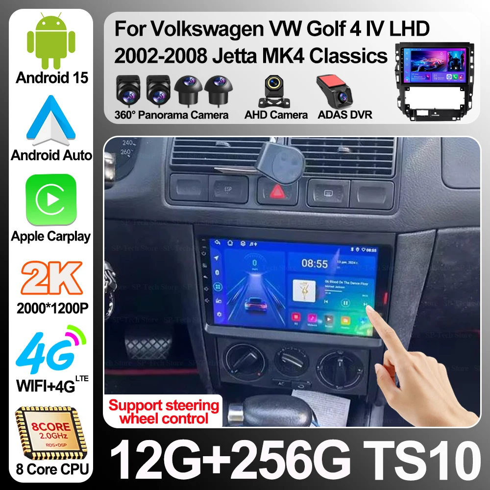

Android 16 For Volkswagen Vw Golf 4 Iv Lhd 2002-2008 Jetta Mk4 Classics 5g Wifi Video Stereo Car Radio Carplay Multimedia Player