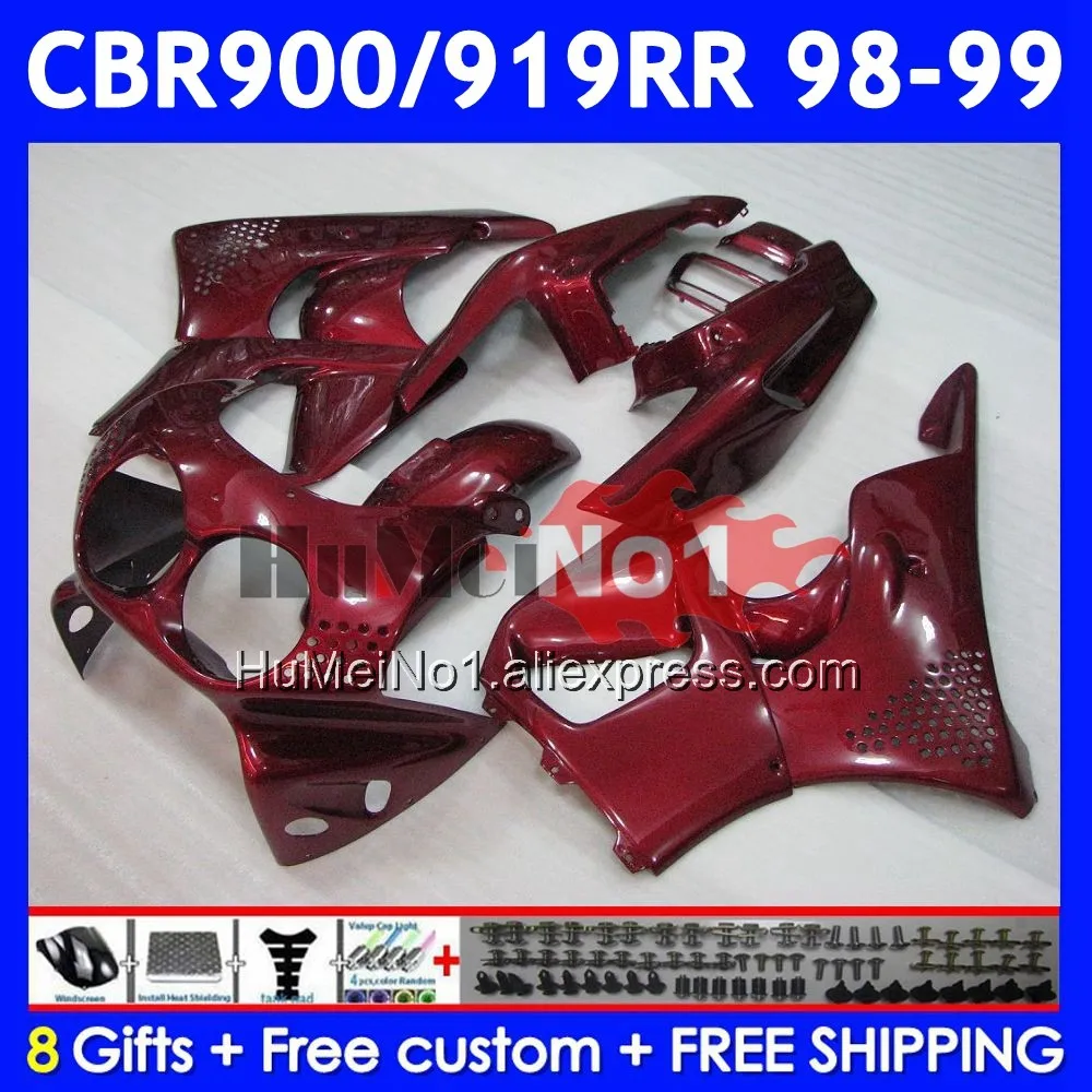 Body For HONDA CBR900RR CBR919RR 56No.38 CBR 919RR CBR900 RR CBR 919 RR CC 900RR 1998 1999 CBR919 RR Wine red 98 99 Fairing