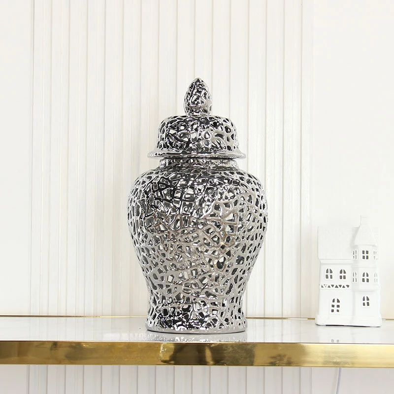 CX ceramic lattice jar hollow ginger jar vase handicraft home decoration accessories