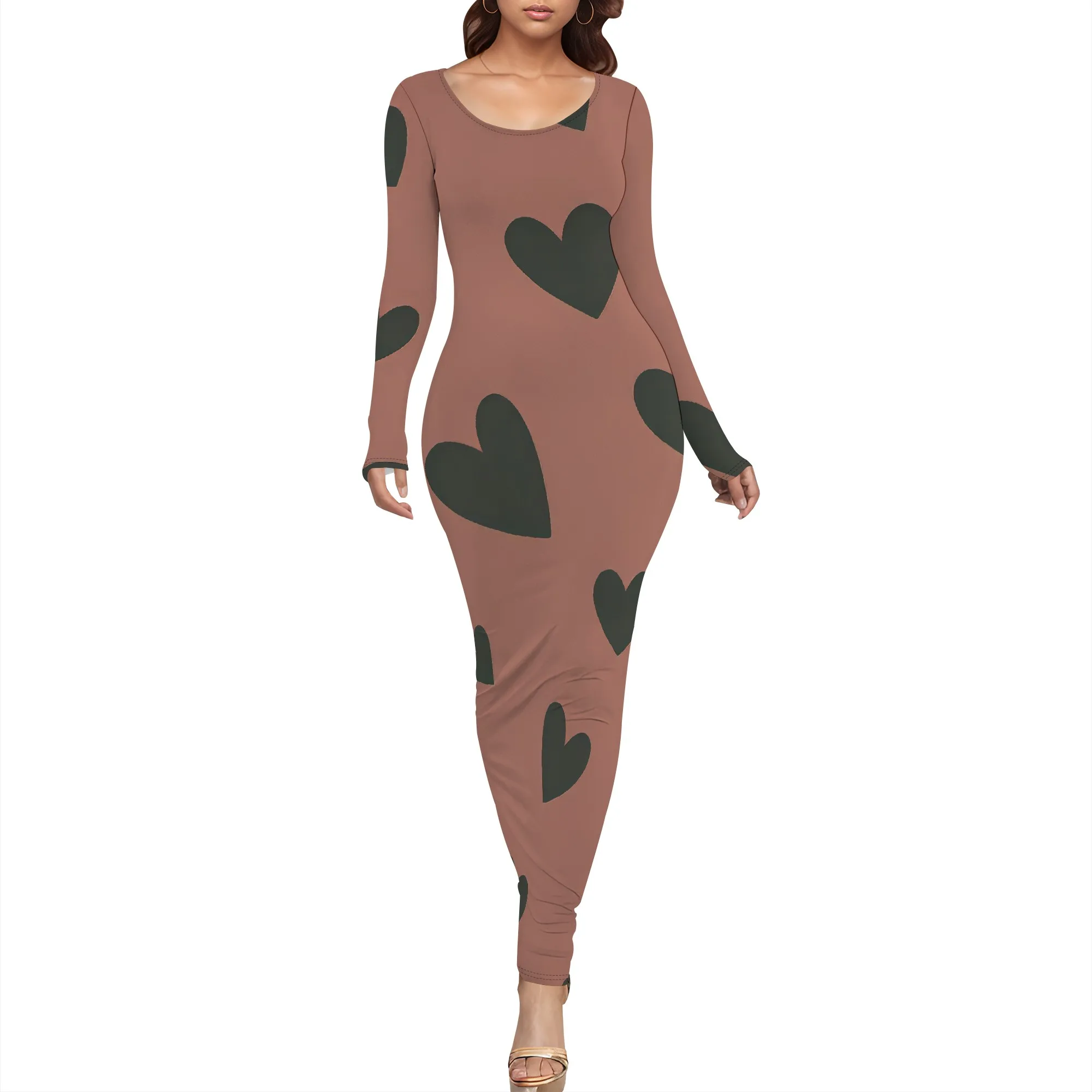 Abiti sexy da donna Abito longuette elegante a maniche lunghe Vestibilità ideale per cena da donna singola, festa di ballo, moda autunnale aderente