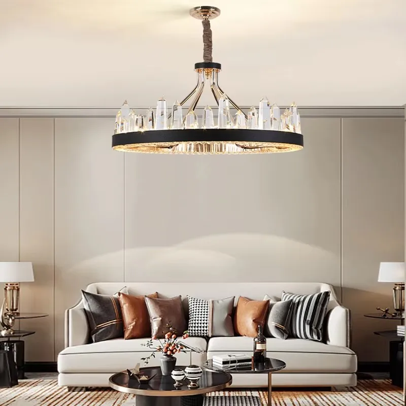 

Modern Luxury Crystal Chandelier Port Style Minimalist Restaurant Bedroom Lamp Club Luxurious Atmospheric Leather Living Room