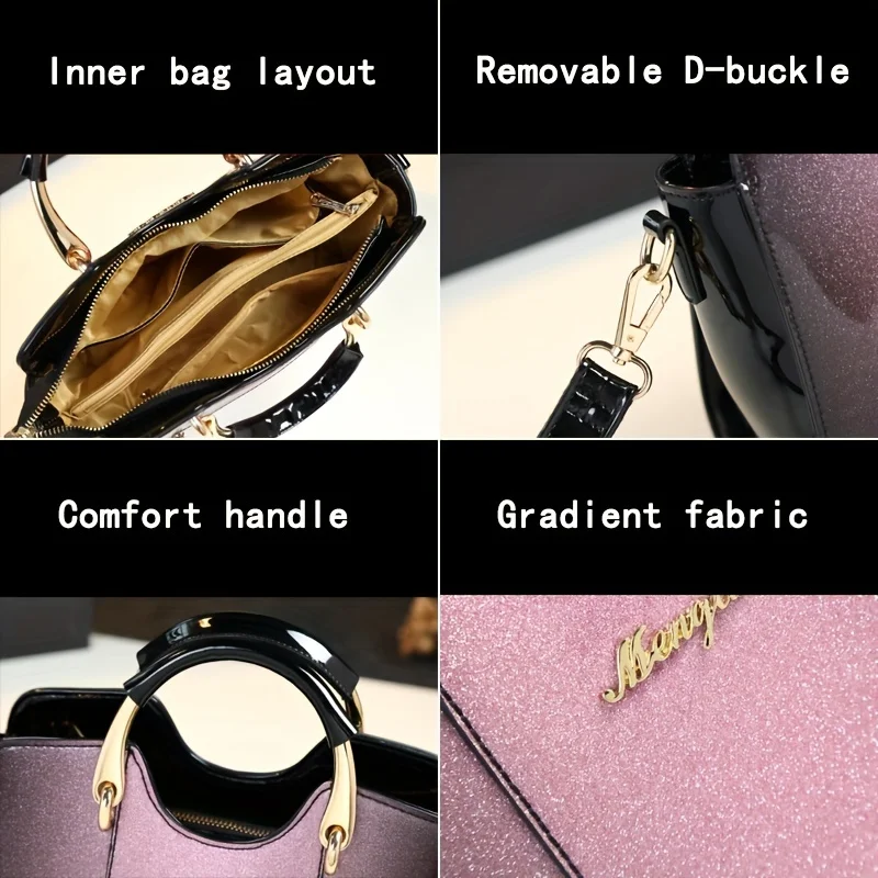 New Stylish mom handbag shoulder bag patent leather gradient middle-aged lady bag bag cross-body bag handbags