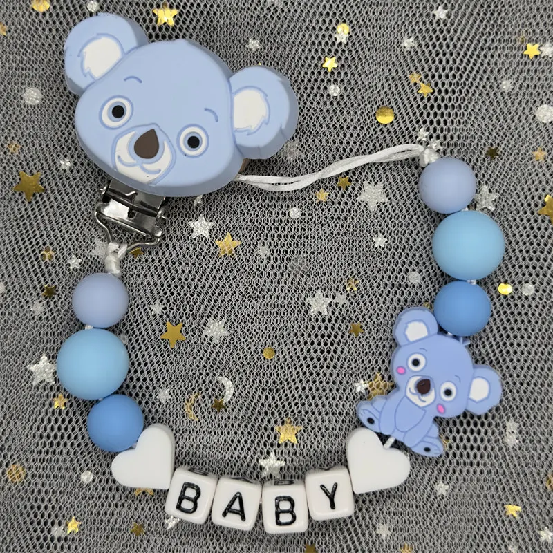 Free Custom Baby Pacifier Clips Personalized Name Teething Toys Dummy Nipples Holder Clips Chain Babies Accessories Newborn Gift