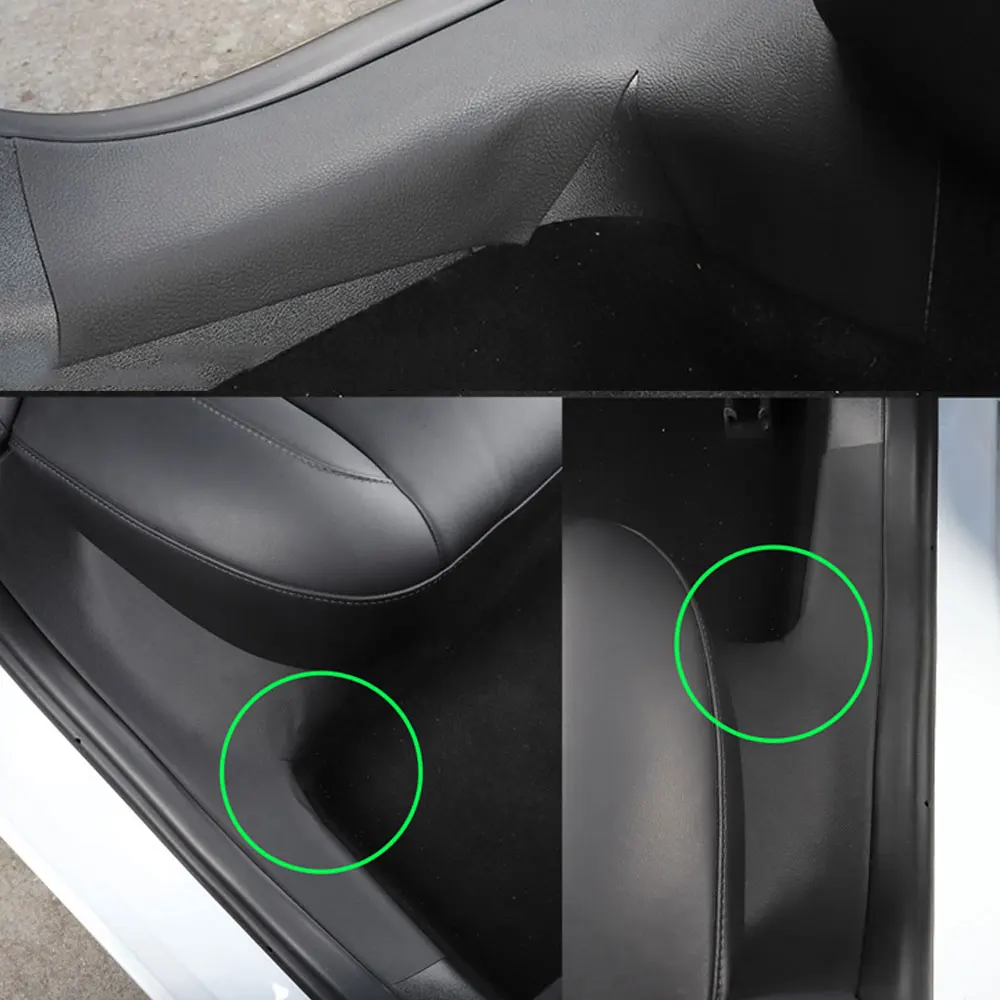 4pcs/set Car Leather Front and Rear Door Sill Protective for Tesla Model 3 Model 3 2017-2022 Hidden Protection Car Accessories