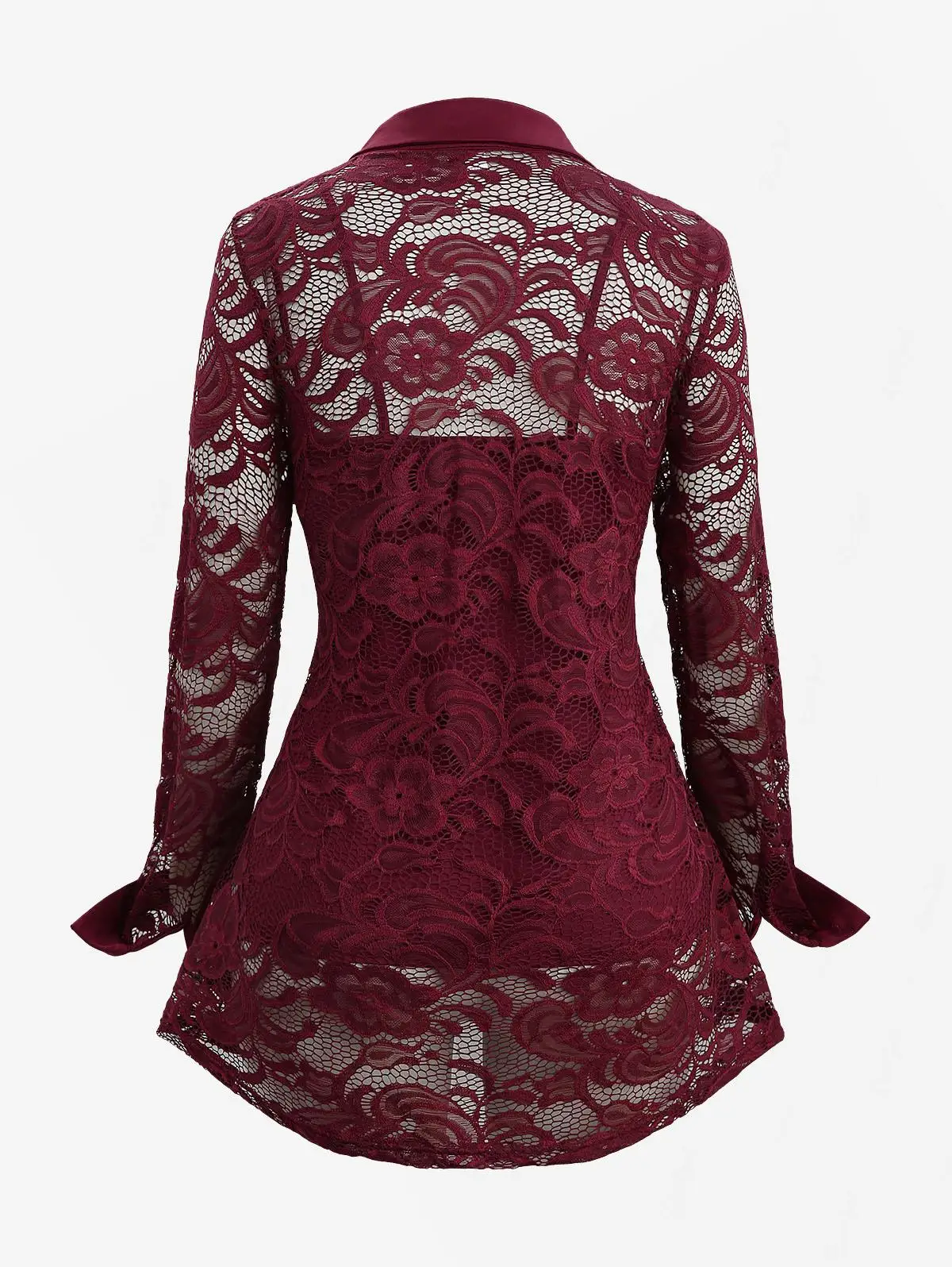 بلوزة ROSEGAL مقاس كبير للسيدات من الدانتيل الشفاف بأزرار أمامية وأكمام طويلة ومجموعة كامي توينسيت، متعددة الألوان اختر بلوزة غير رسمية #2