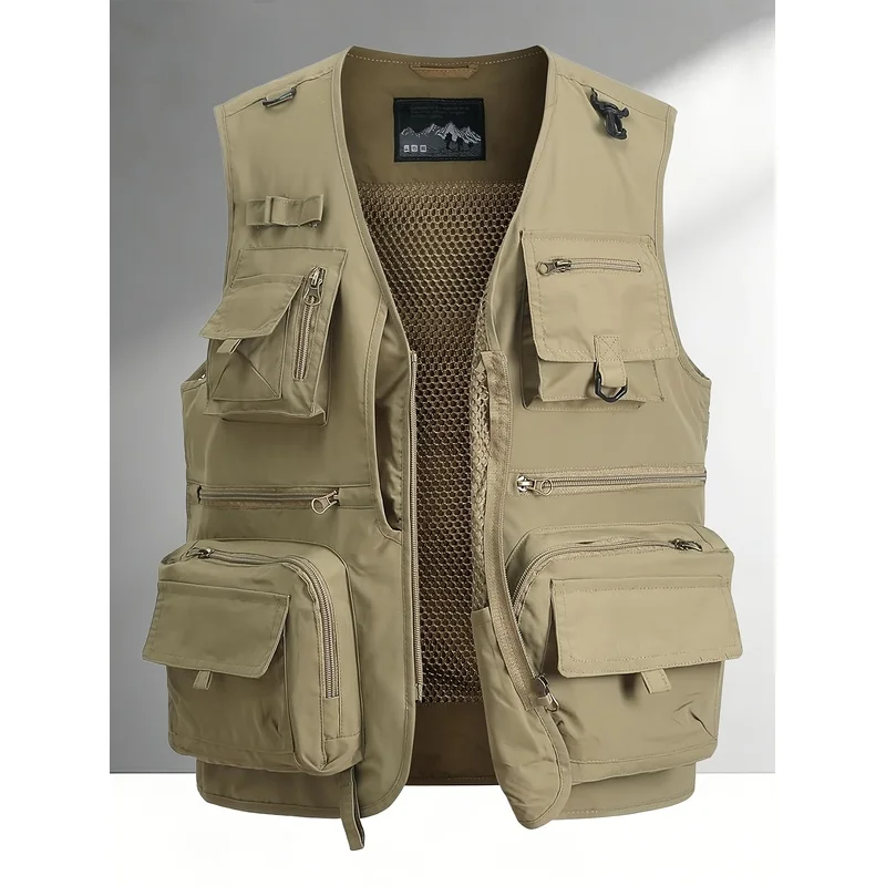 New Men's Summer Plus Size Sleeveless Vest With Multiple Pockets Vest Men's Vest Photography Casual Fishing Men'S Clothing