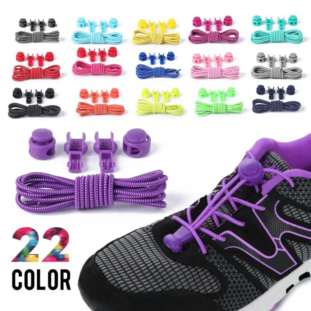

1Pair Unisex Elastic Lazy Laces No Tie Colored Dots Locking Shoe Laces Sport Shoestrings Rubber Sneaker Shoelaces for Kids Adult
