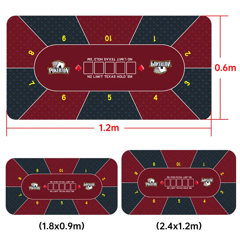 

Texas Hold'em Game Entertainment Table Mat 180x90cm Rubber Material Anti Slip Noise Reduction Party Specific Chip Tablecloth