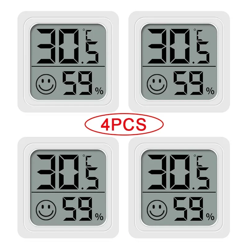 Mini termometro digitale LCD igrometro misuratore di umidità della temperatura ambiente interno sensore strumenti di misurazione domestica set da 4 pezzi