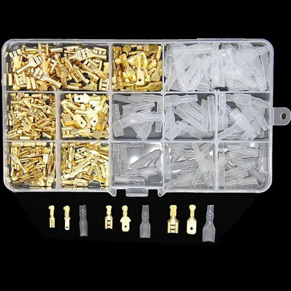 Male and Female for spade Terminal Connectors Kit for Easy Wire Crimping 360 Piece Assortment with Insulating Sleeves Included