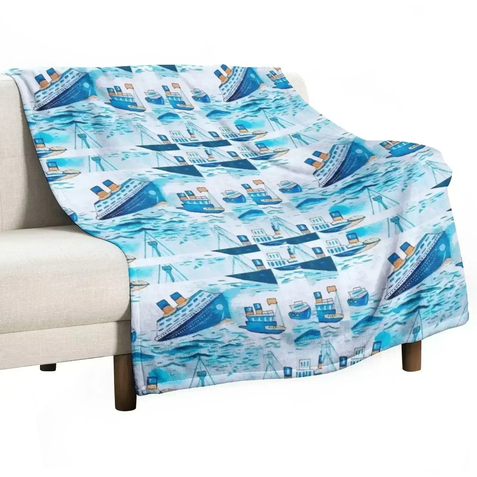 Ferry Boat Scrub Cap Throw Blanket Plush Baby Plaid on the sofa Plaid For Sofa Thin Blankets For Bed Blankets