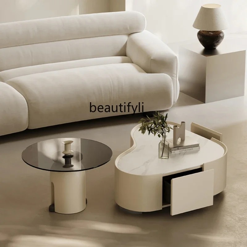 

Minimalist Microlite Coffee Table Living Room Home Small Apartment Size round Combination