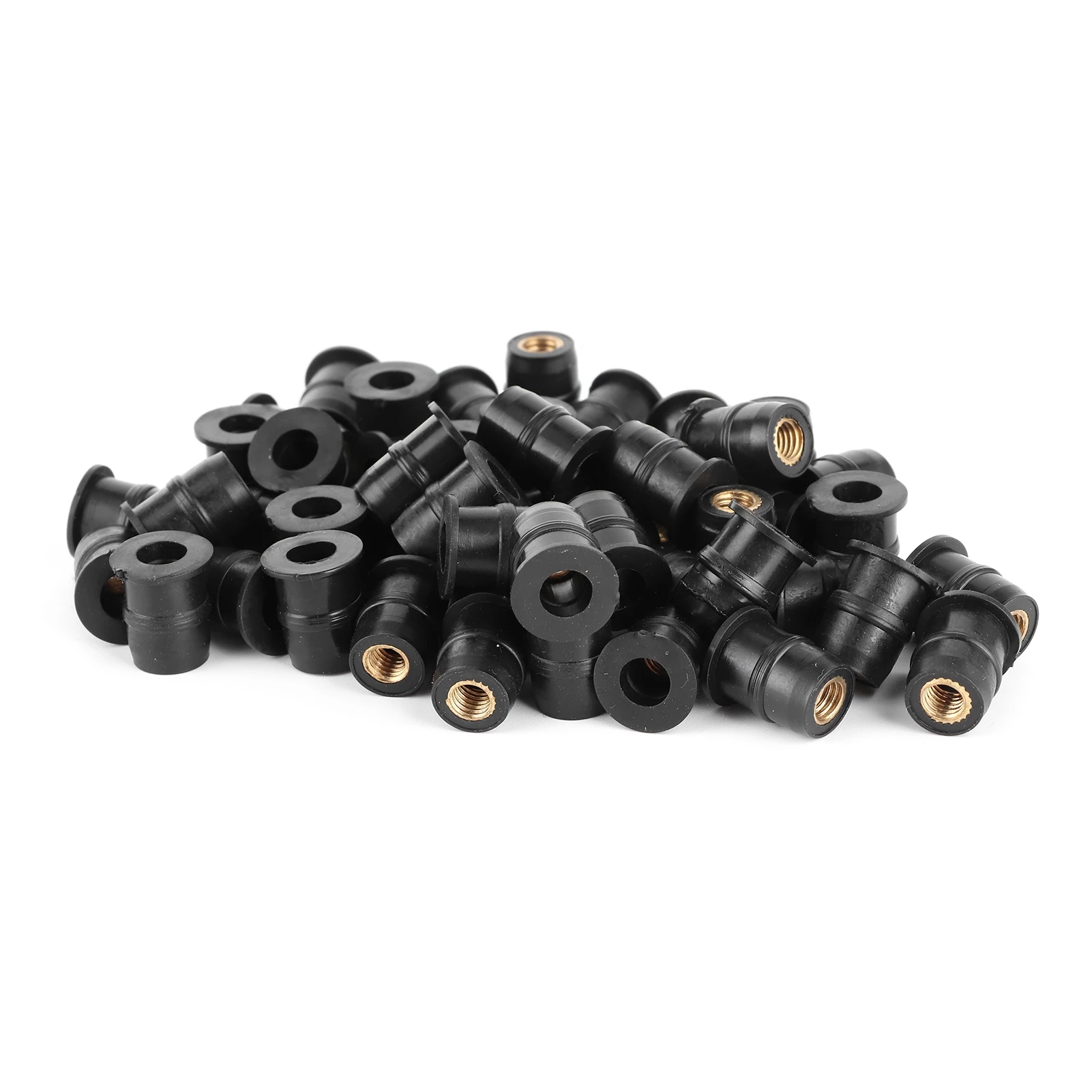 Écrous en caoutchouc M5 5mm métriques 50 pièces pour fixation de carénage de moto, écrou captif en laiton étanche, isolation anti-vibration OEM