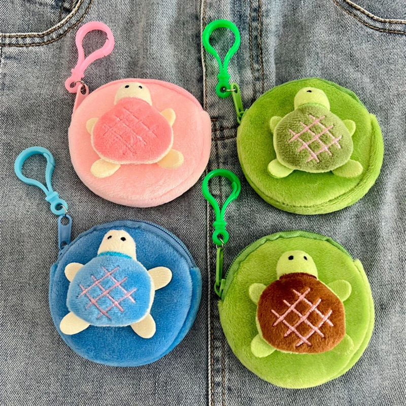 Creative Little Turtle Anime Plush Coin Purse Lovely Cartoon Round Bags Pendant Funny Mini Fashion Headphone Storage Bag