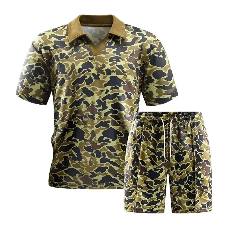 

New Summer Fashion Trendy Printed Short Sleeve T-Shirt and Shorts Set Men's Casual Loose Fit Sports High Quality Two-Piece Set