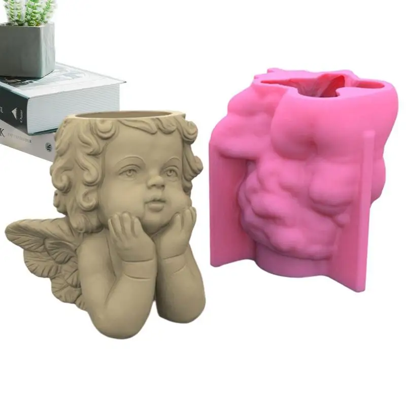 Silicone Planter Mold Flower Pot Concrete Silicone Molds Angel Shape Not Sticky Soft Easy To Demould DIY Supplies For Concrete