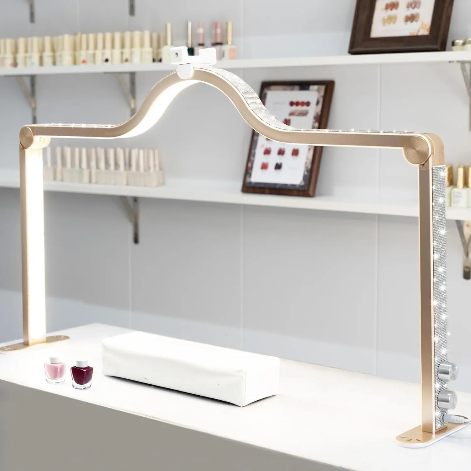 

Foldable LED Desk Lamp for Nail Art, Adjustable Dimmable Half Moon Light for Beauty and Crafts