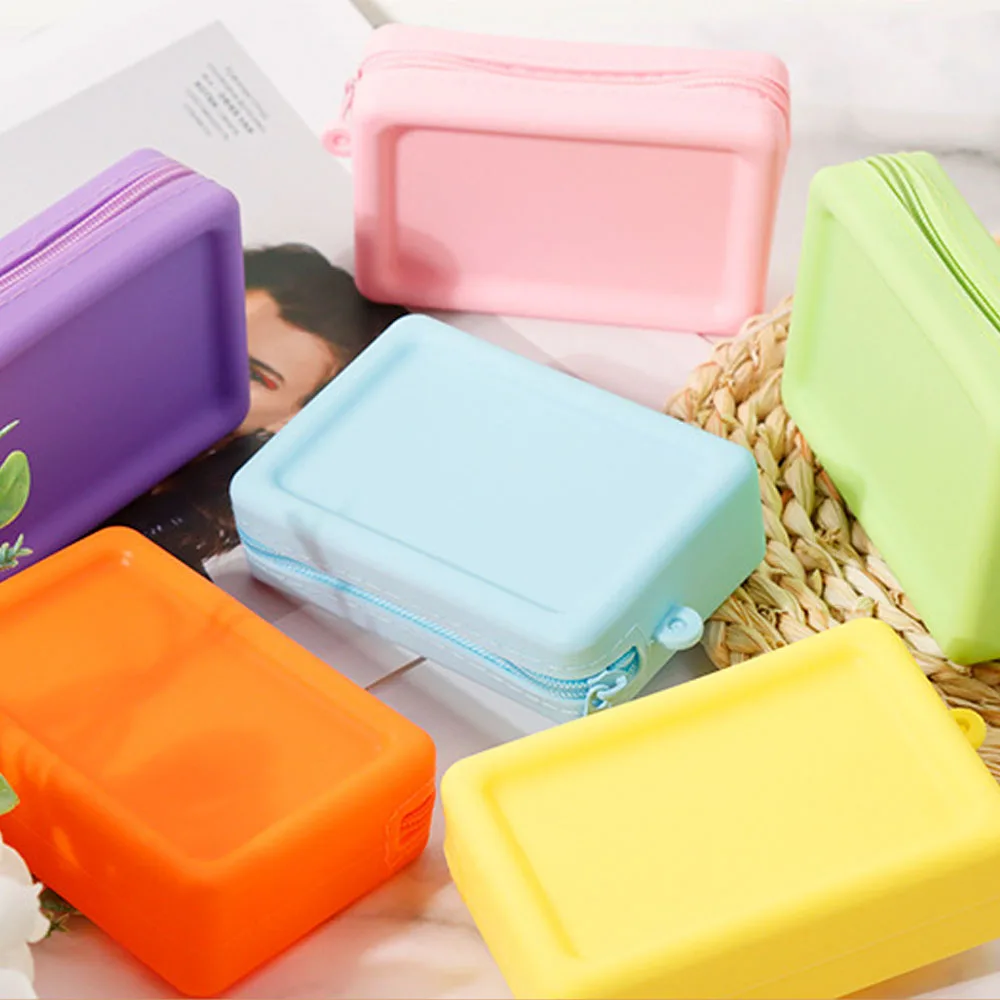 Nuova borsa cosmetica per Organizer in Silicone borsa per auricolari con cerniera liscia impermeabile Vintage portafoglio Color Macaron portamonete