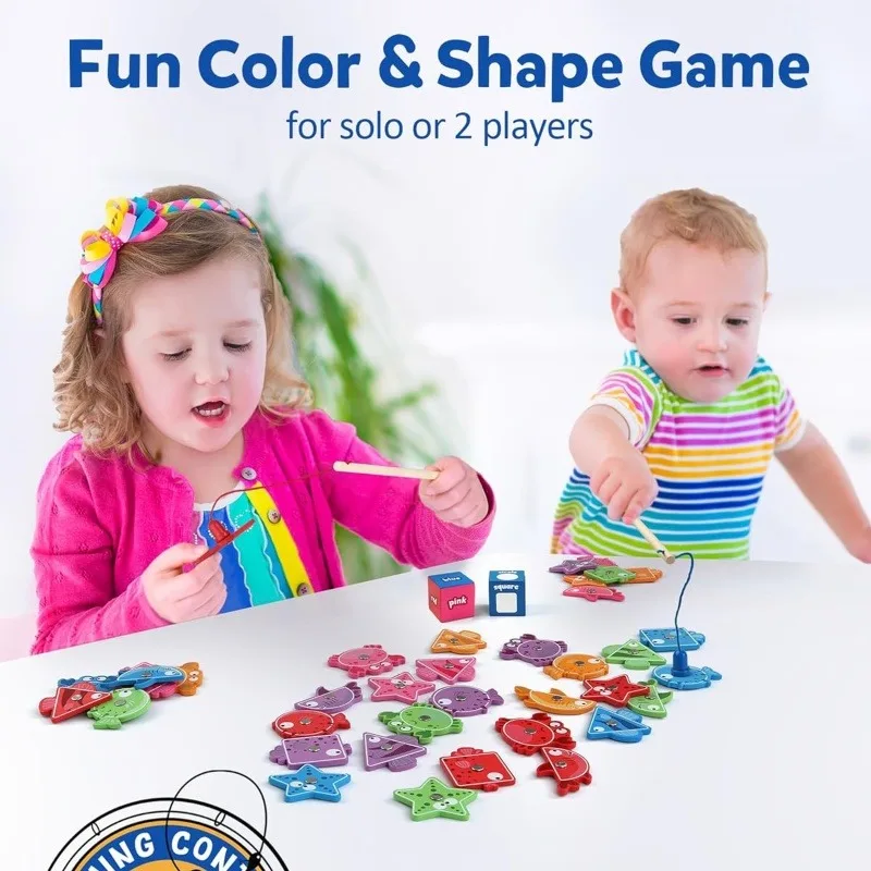 Montessori Toy for Toddlers Color Sorting Shape Matching Toy Magnetic Fishing Game Fine Motor Toy Preschool Educational Gifts