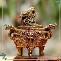 1pcs Imperial Incense Burner Pure Copper Antique Ornaments Plate Dragon New Bronze Collection Sandalwood Home Decorations