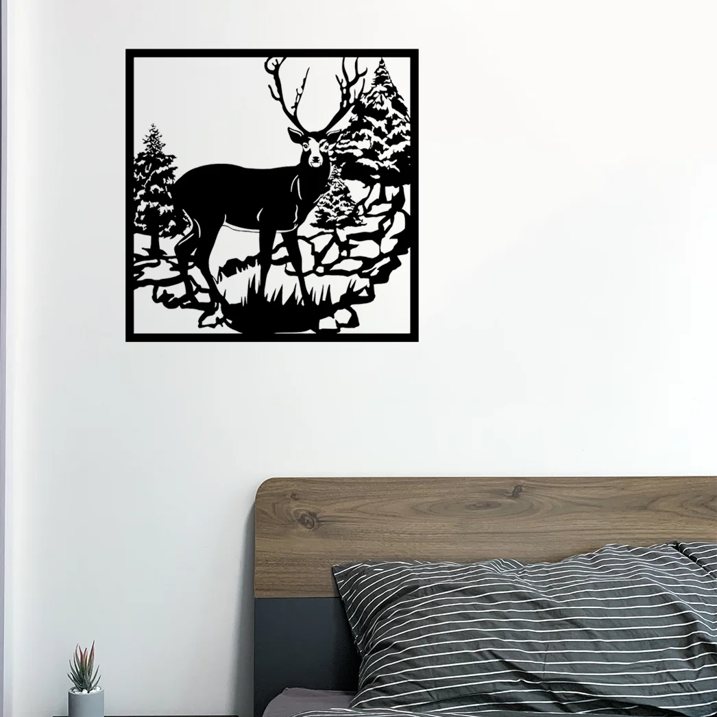 Unique Splendid Exquisite Metal Wall Decor – Deer in the Forest. A Distinctive Hanging Animal Metal Artpiece