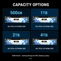 S303 NVMe SSD 500GB 1TB 2TB 4TB M.2 PCIe 4.0 7300MB/s Internal Storage Drive for Desktop Laptop Pro Max Speed Plus 3