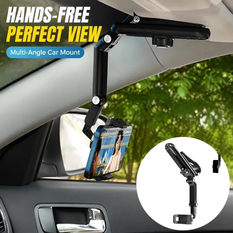 1080° Rotating Car Phone Holder Sun Visor Clip Mount Bracket GPS Navigation Cellphone Stand for iPhone 17 Xiaomi Samsung