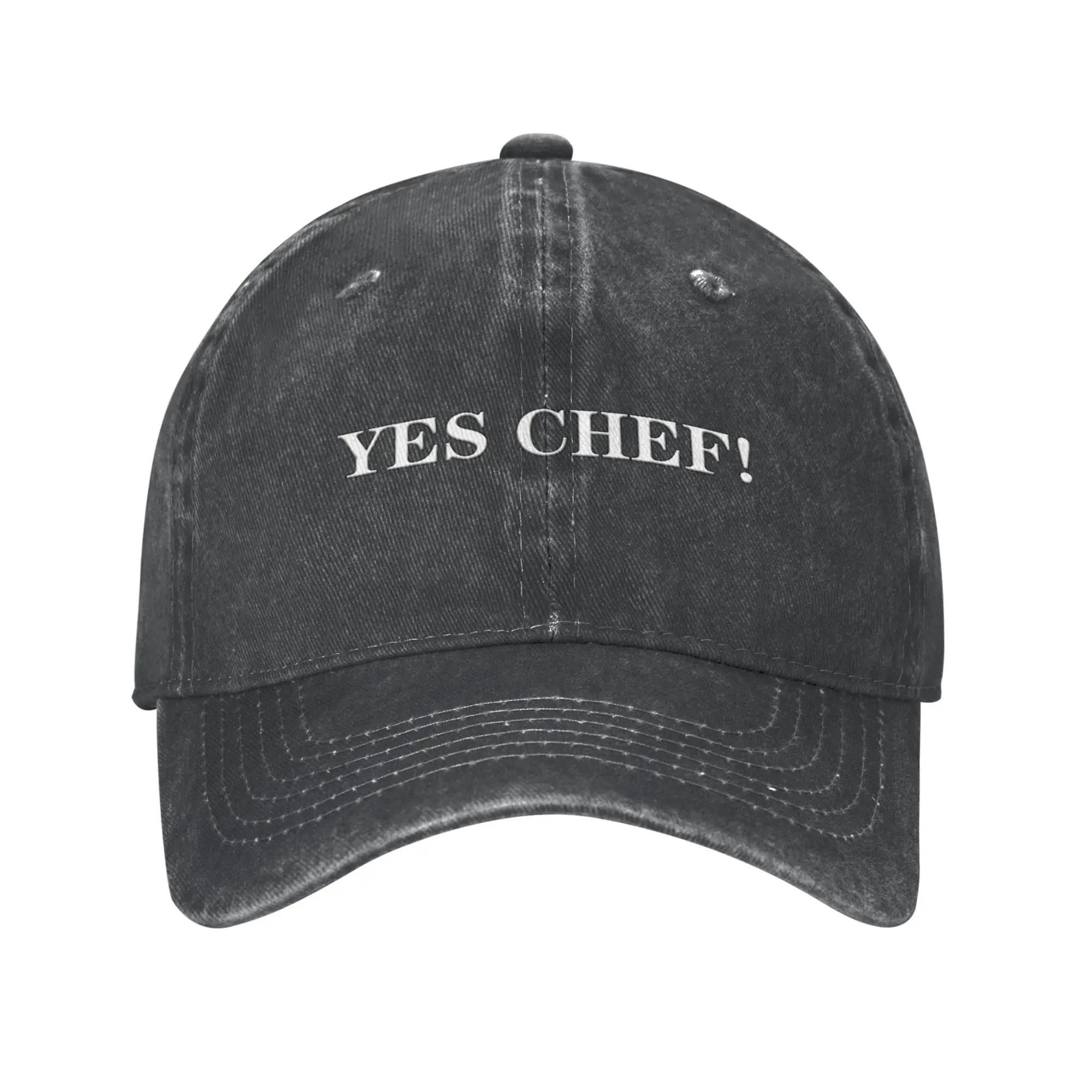 Yes Chef! Hat Vintage Washed Distressed Baseball Hat Pure Cotton Baseball Cap Fashion Adult Snapback Cap Men Women Hat Funny Cap