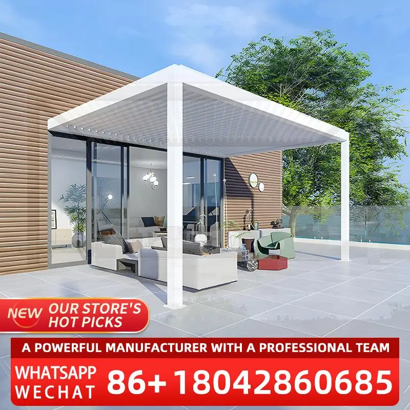 

Водонепроницаемая беседка с жалюзи на крыше, биоклиматическая уличная беседка для сада и патио, беседка