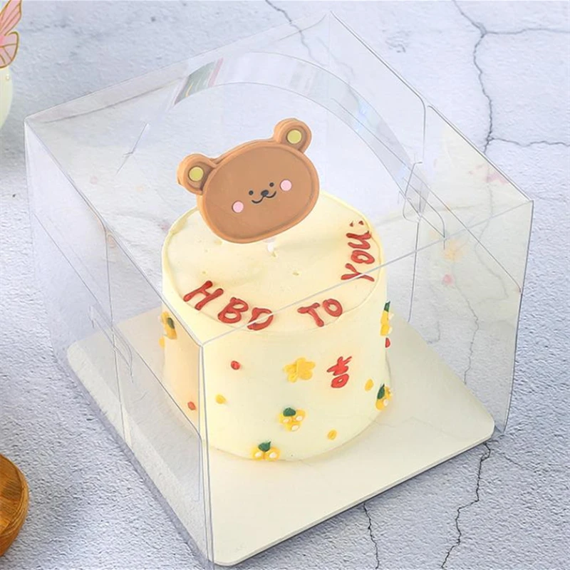 10Pcs 4Inch PET Clear Cake Box Transparent Packaging Gift Box Cake Baking Clear Plastic Cupcake Box for Wedding Party