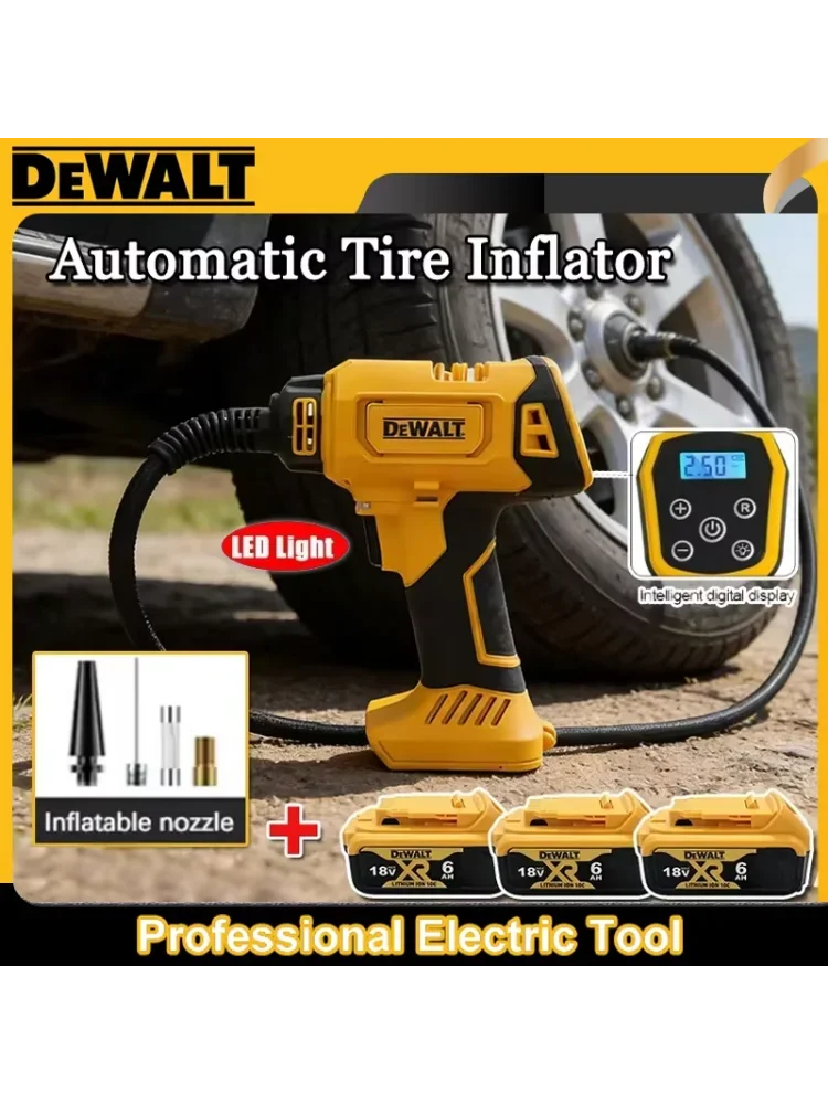 AliExpress Dewalt 2026 NEw DEWALT Automatic Tire Inflator Battery Air Compressor Cordless Electric Pump with Digital Pressure Gauge for Car Bike