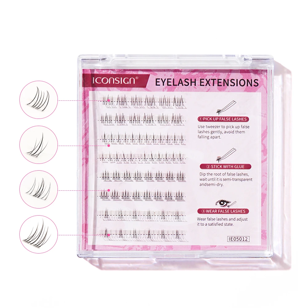 Iconsign macio natural preto inferior cílios iniciante amigável super fino banda cílios postiços usar confortável extensão de cílios