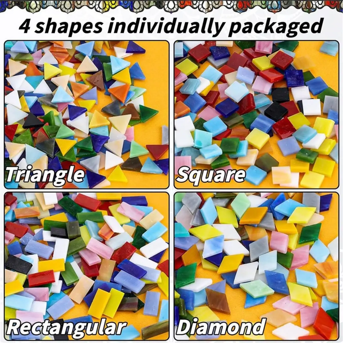 Winter Essential 1000g Mosaic Tiles, Glass Mosaic Tiles for Crafts Bulk, Assorted Color Stained Mosaic Glass Pieces, Mosaic Supp