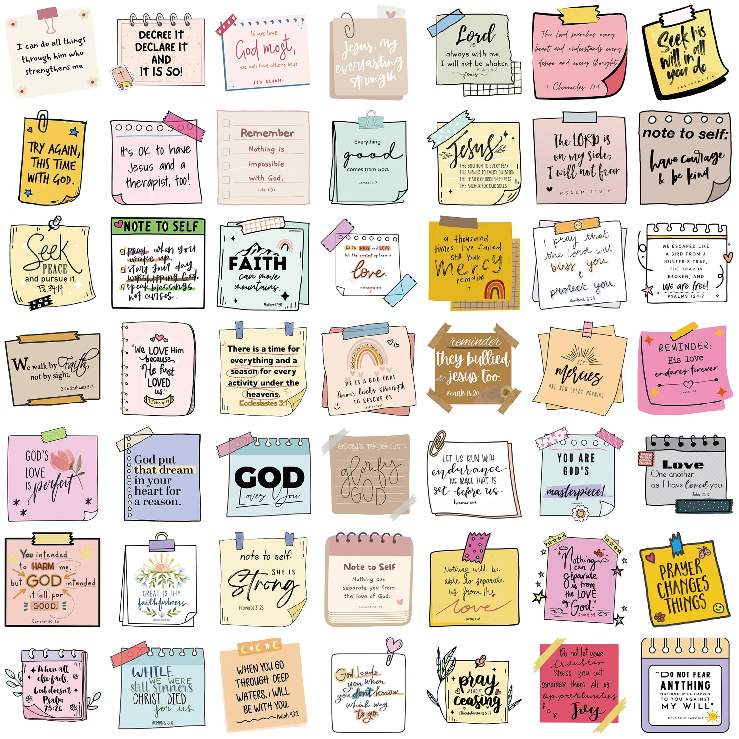 50PCS Bible Verse Scrapbook Stickers DIY Diary Laptop Luggage Skateboard Graffiti Decal Fun Stylish Classic Toys