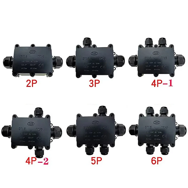 IP68 Waterproof Junction Box Electrical 2/3/4/5/6 Way Enclosure Block Cable Connecting Line Protection for Wiring Accessories