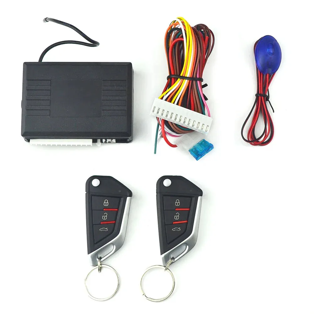 Cerradura de puerta Central remota Universal de coche de 12V, sistema sin llave, sistemas de alarma de coche con Control remoto, Kit Central de bloqueo Central, 2 mandos