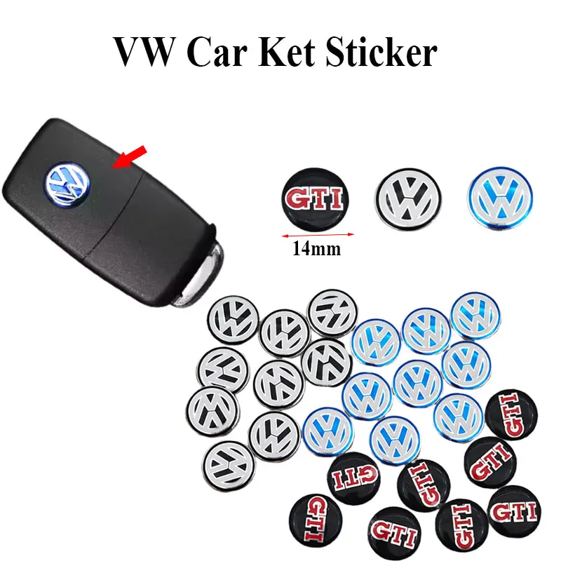 5Pcs 14mm Car Key Badge Emblem Replacement Stickers For Volkswagen VW Polo Passat B5 B6 B7 T4 T5 Golf 4 5 6 Tiguan Jetta GTI