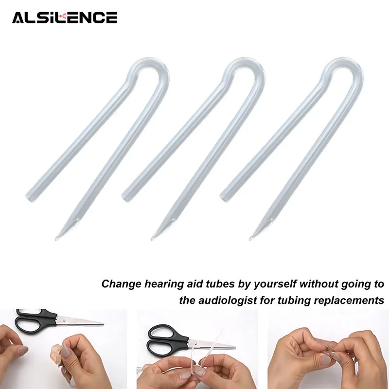 6 Pcs R Shape BTE Earmold Hearing Aid Tubing Universal Preformed Aid Tubes Easy Installation for Replacement Earphone protective