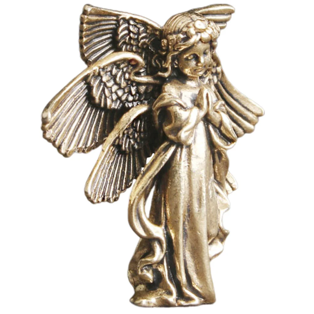 

Vintage Brass Angel Ornament Shaped Figurine Cupid-shape Statue Decor Indoor Desktop Exquisite Gold