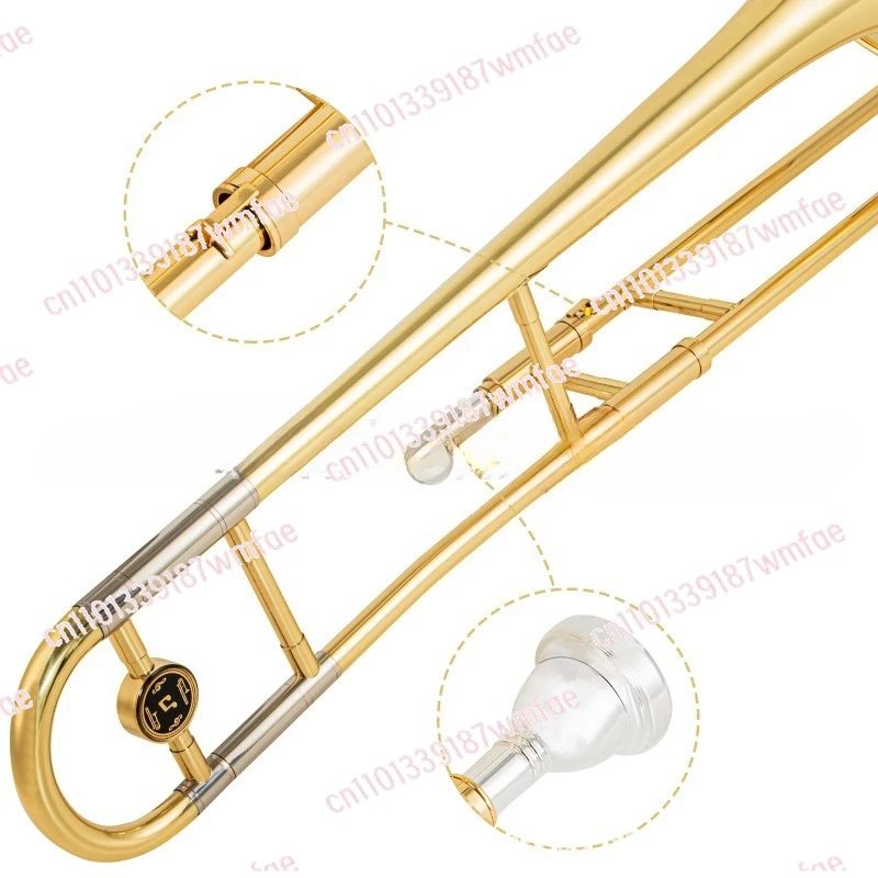 Alto trombone, beginner, E-flat, B-flat, brass, lacquered gold, nickel, silver, E-flat, alto trombone.