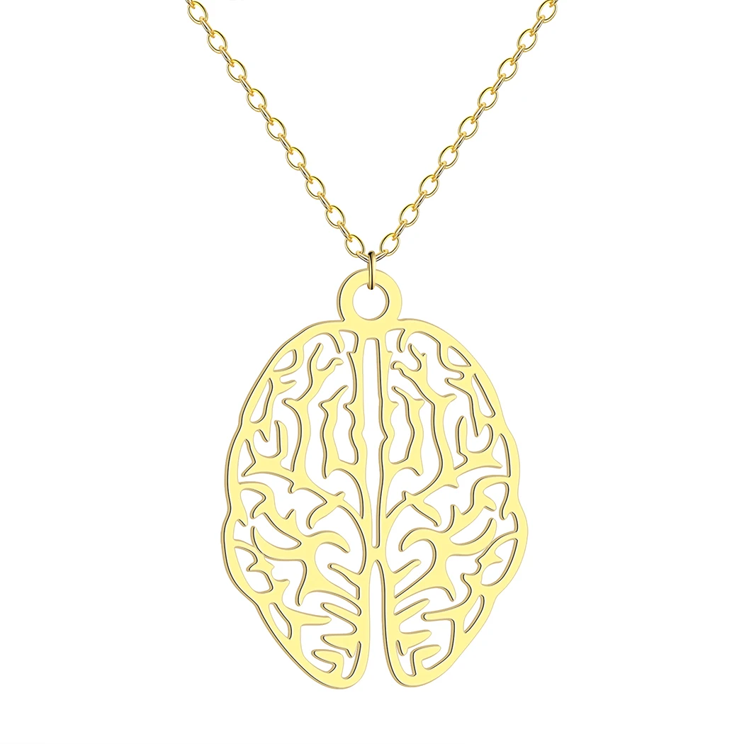CHENGXUN Neurology Brain Pendant Necklace for Women Girls Stainless Steel Psychologist Charm Neck Chain Biology Jewelry Gift