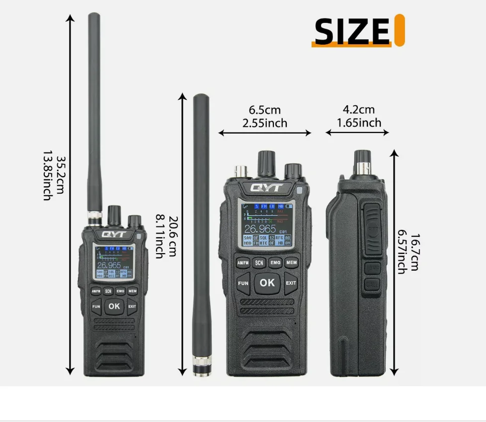 QYT CB-58 Walkie Talkie 27MHz AM/FM CB Ham Radio Transceiver Handheld 4W 4100mAh