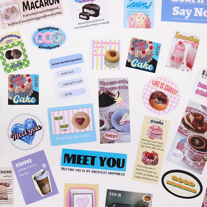 60 قطعة Kawaii Ins سجل القصاصات ملصقات الزخرفية المواد حزمة الإبداعية DIY بها بنفسك مذكرات مخطط كتيب ملصقات القرطاسية الجمالية