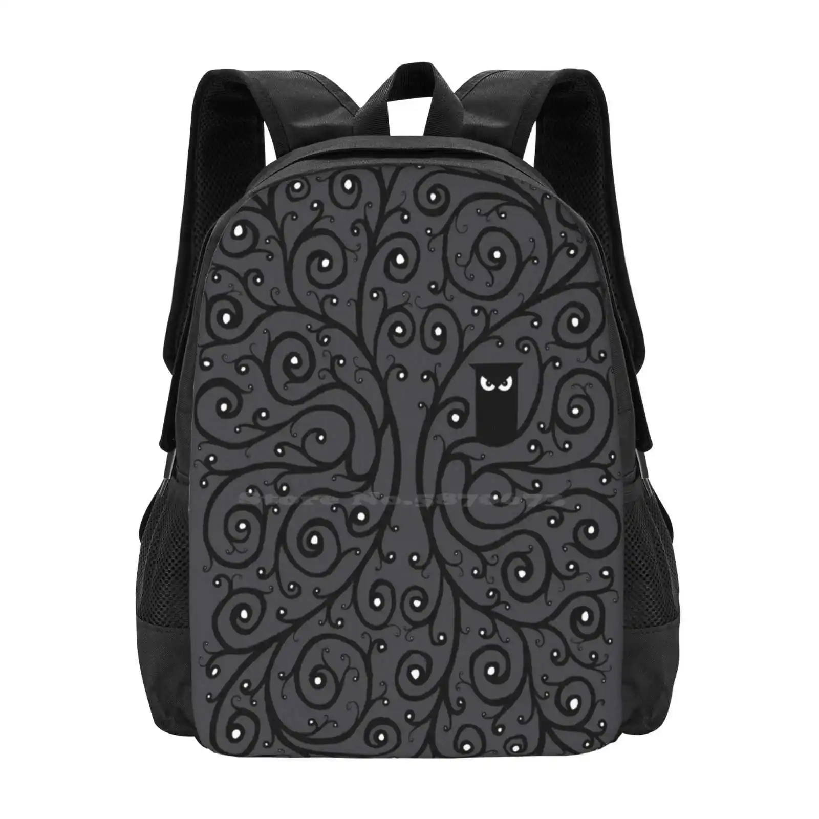 Mochila de búho para estudiantes, bolsa de viaje para ordenador portátil, búho, observación de animales, oscuridad, noche, árbol, ramas, patrón de Adorno